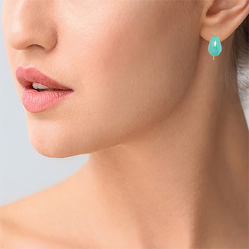 Aqua Blue Druzy Earrings Sparkle Lightweight Faux Stone 1 Long Silver  -Tone B